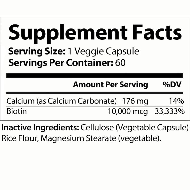 Nutra Moment | Biotin Pure | Supplement Facts | Ingredients