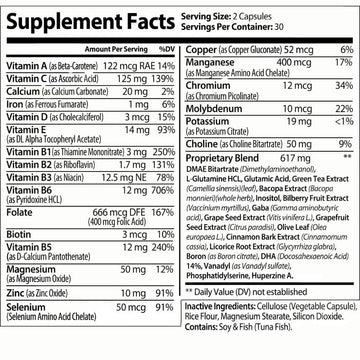 Nutra Moment | Bright Moment - Brain & Focus Support | Supplement Facts