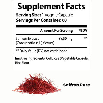 Nutra Moment | Saffron Pure | Supplement Facts | Ingredients