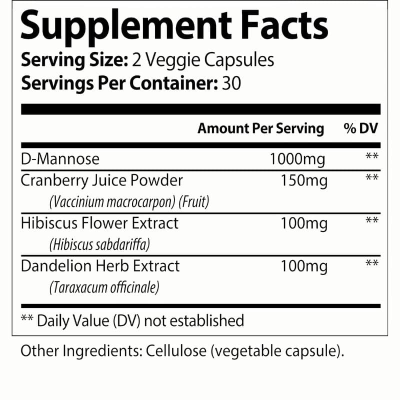 Nutra Moment | D-Mannose | Supplement Facts | Ingredients